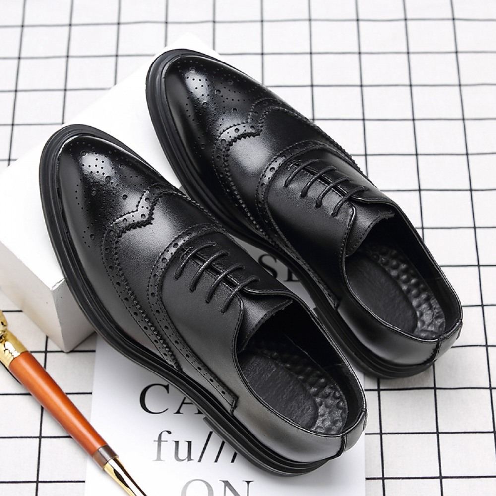 Men's British Trendy Casual Business Shoes Pointed Black Small Leather Shoes